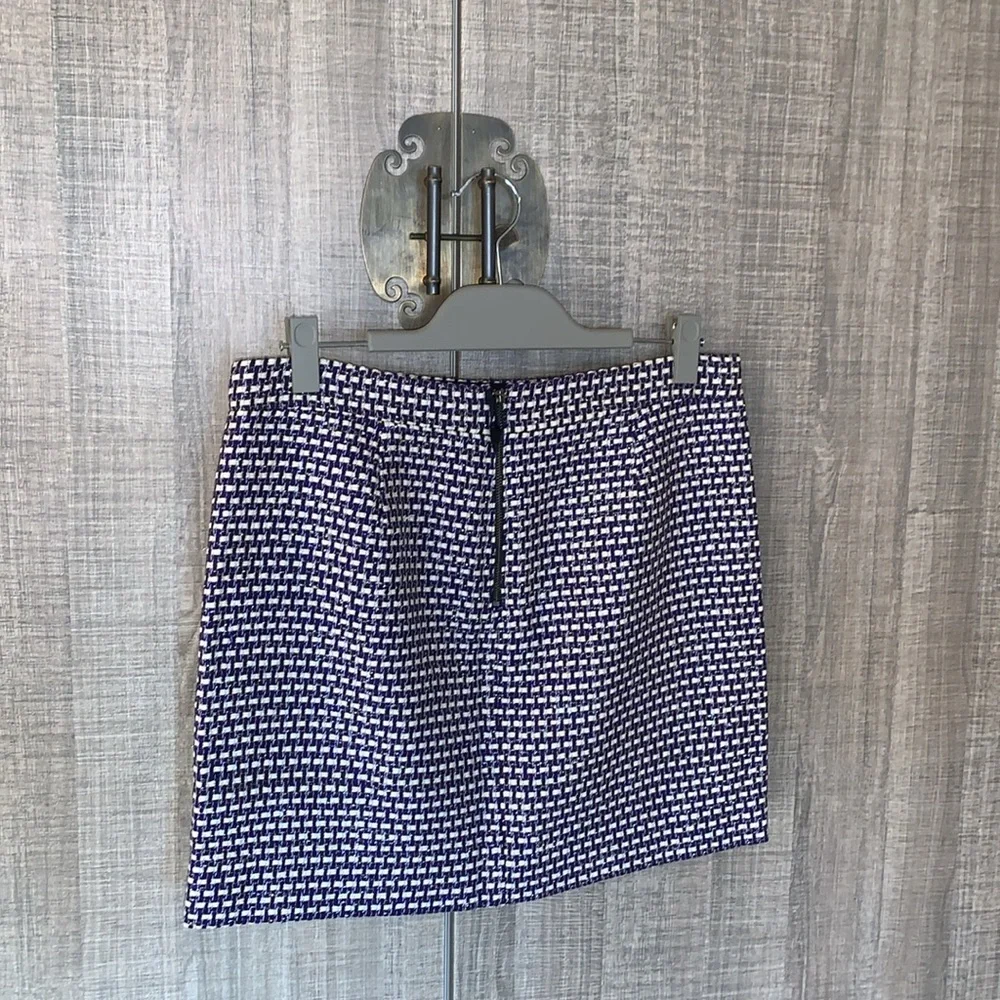 J.Crew Blue White Houndstooth Chic Pencil Skirt‎